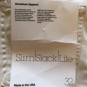 Unisex American Apparel Slim Slack Lite.